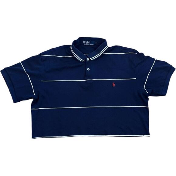 Polo Striped Navy Cropped Preppy 90’s Top - Picture 1 of 3